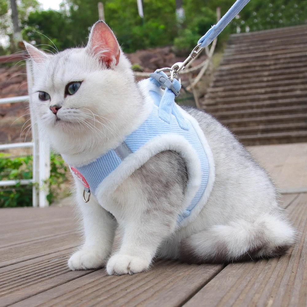 Autumn and Winter Warm Chihuahua Dog Harness with Fur