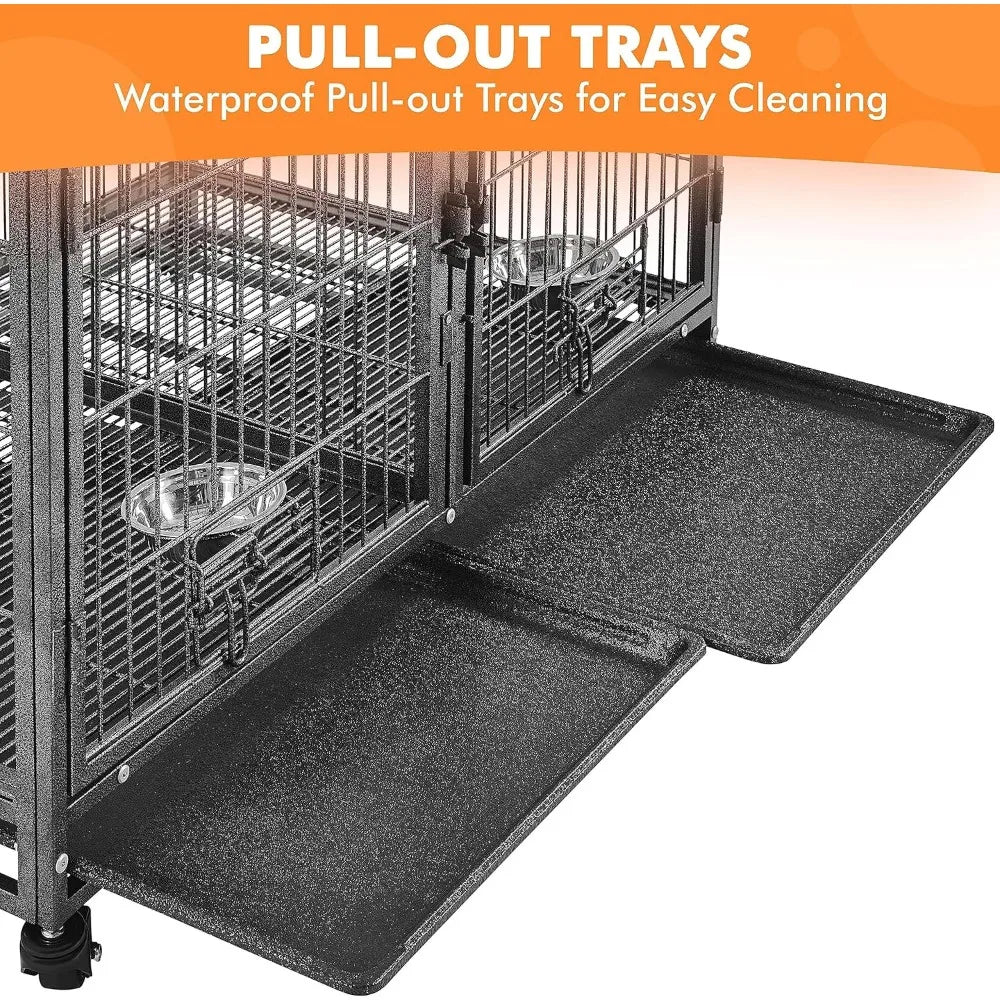 Stackable Heavy Duty Dog Crate With Removable Divider Doors