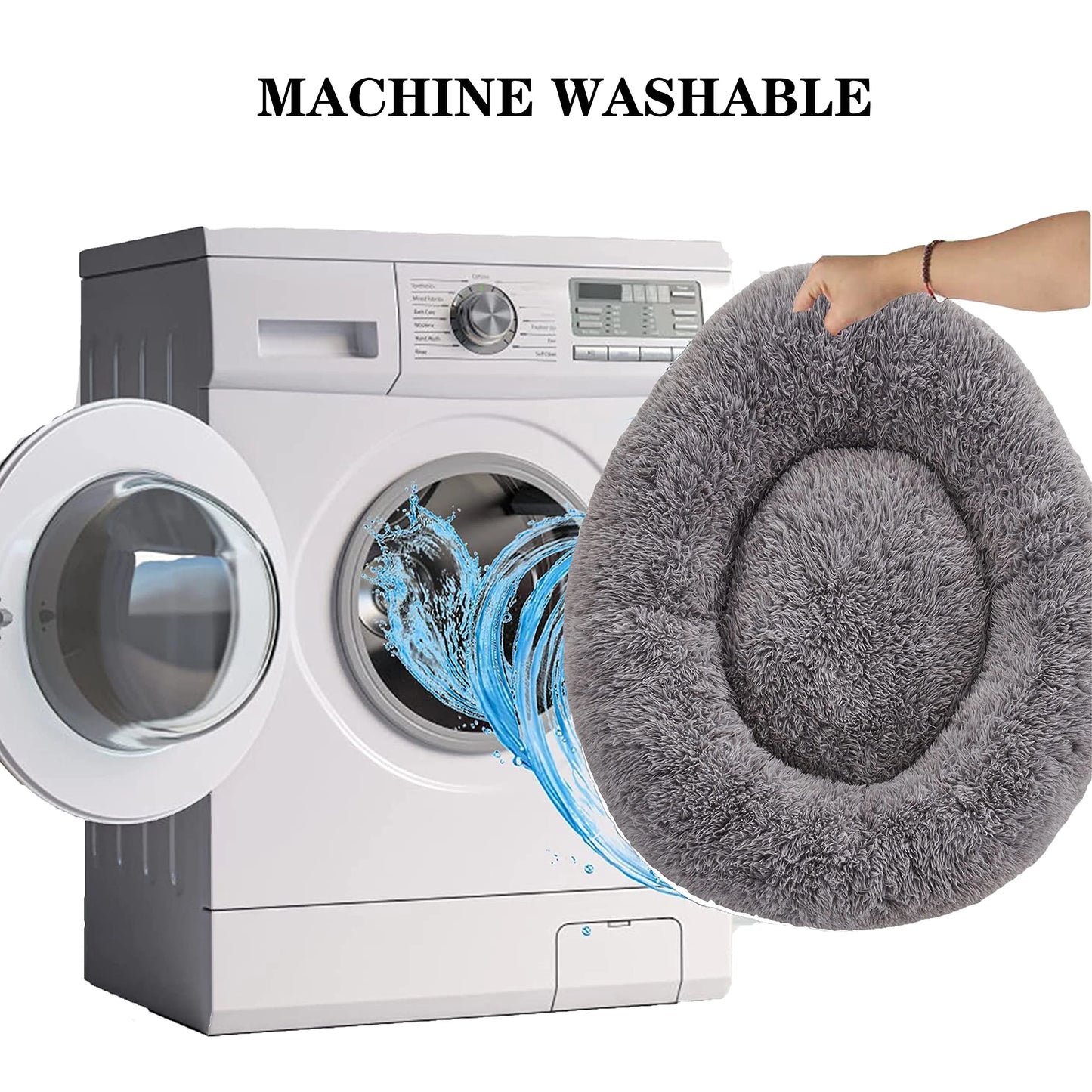 Dog Beds For Large Dogs Calming Donut Dog Bed Round Fluffy Plush Pet Bed 34 Inch For Dogs Up To 80 Pounds