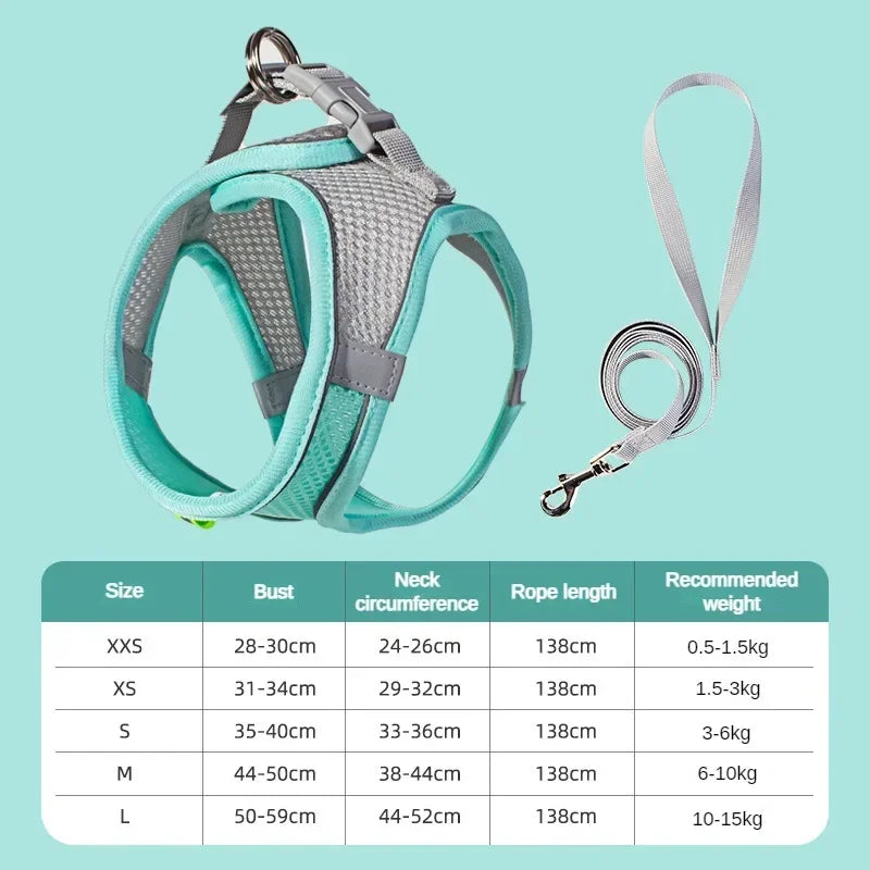 Breathable Adjustable Pet Harness And Collar Vest For Dogs