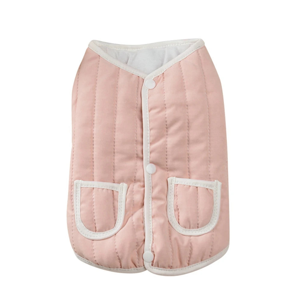 Cotton Padded Dog Coat Vest With Practical Front Pockets