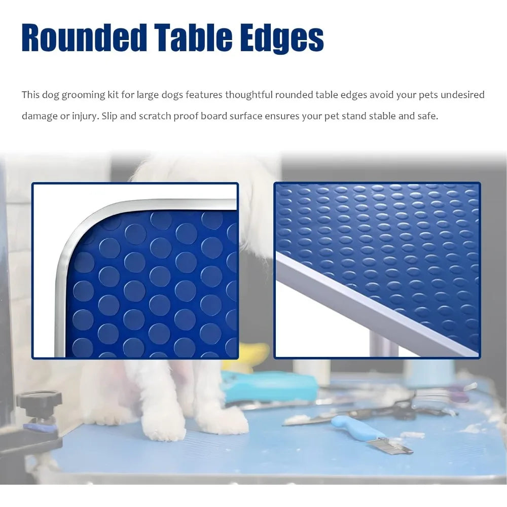 Adjustable Pet Grooming Table Heavy Duty with Arm Noose & Mesh Tray for Dog Cat Shower Table Maximum Capacity