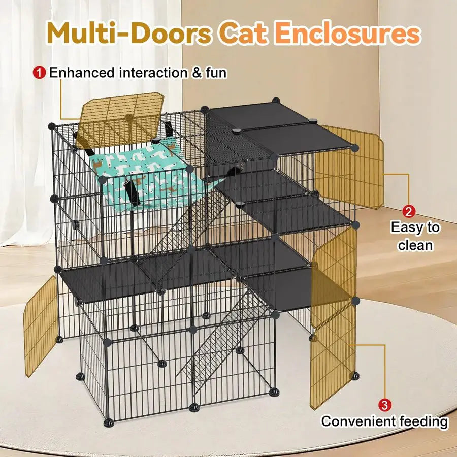 Cage, 3Tier DIY Cat Enclosures Catio, Cat Playpen Indoor amp Outdoor 