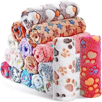 18 Pack Fleece Pet Blanket Set Cozy Sleep Mats For Dogs Cats