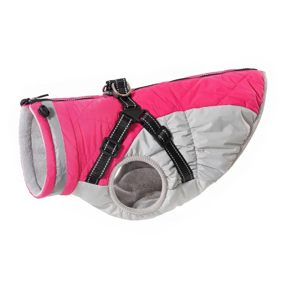Waterproof Dog Jacket With Harness For Winter Warmth