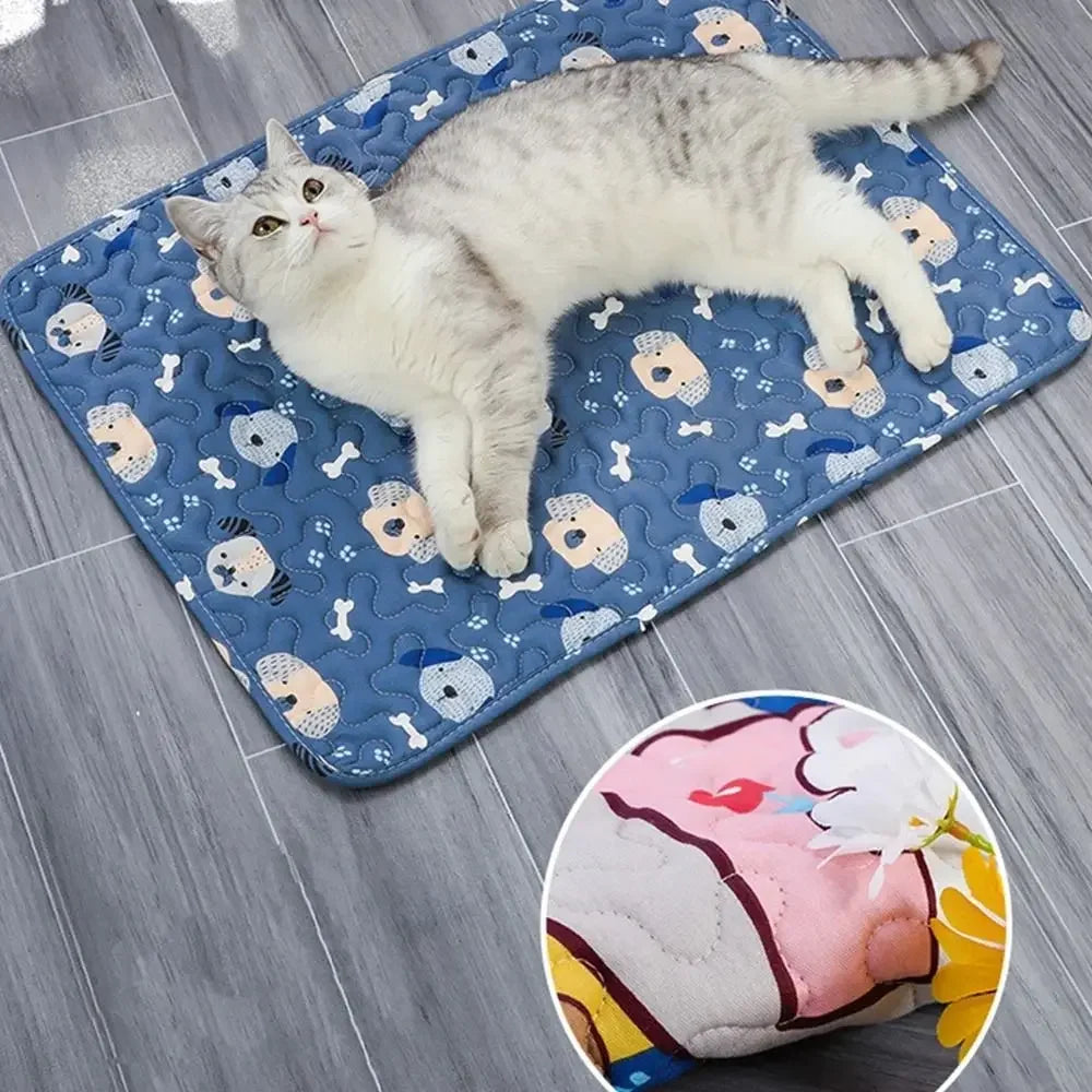 Cute Washable Dog Cooling Mat Breathable Summer Pad Dog Cat Sleeping Pad Pet Ice Pad Blanket Cat Blanket Sofa Pet