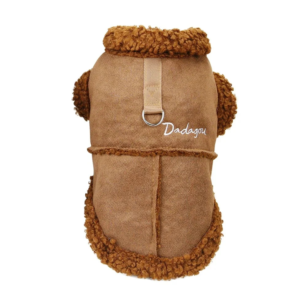 British Style Dog Jacket Lamb Fleece Winter Coat for Small Dogs Chihuahua Pug Yorkie Warm Outfit