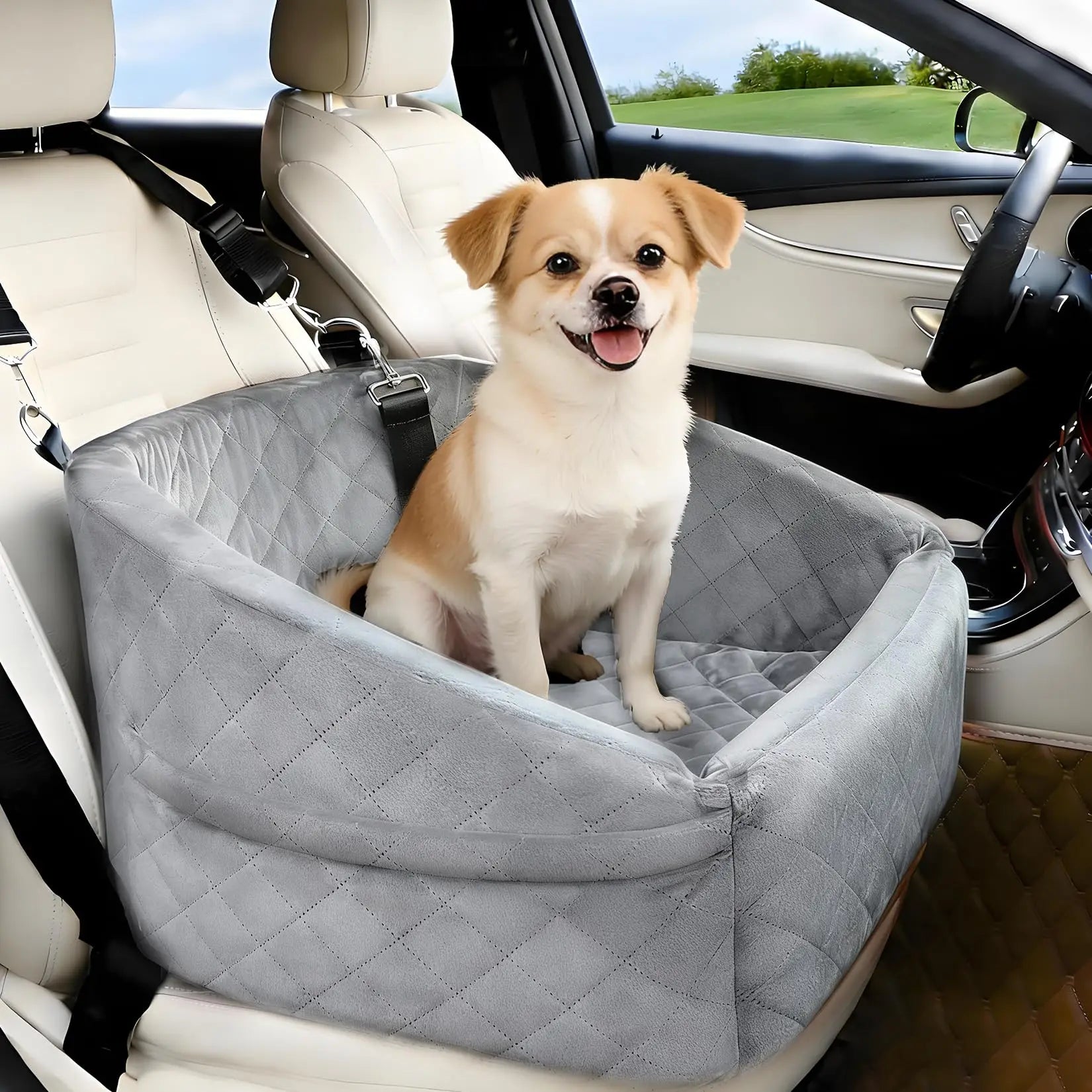 Dog Booster Car Seat, Detachable Washable Pet Dog Bed