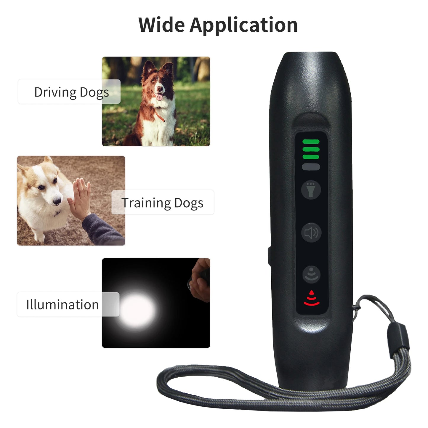 Ultrasonic Dog Repeller with Flashlight and Three Modes