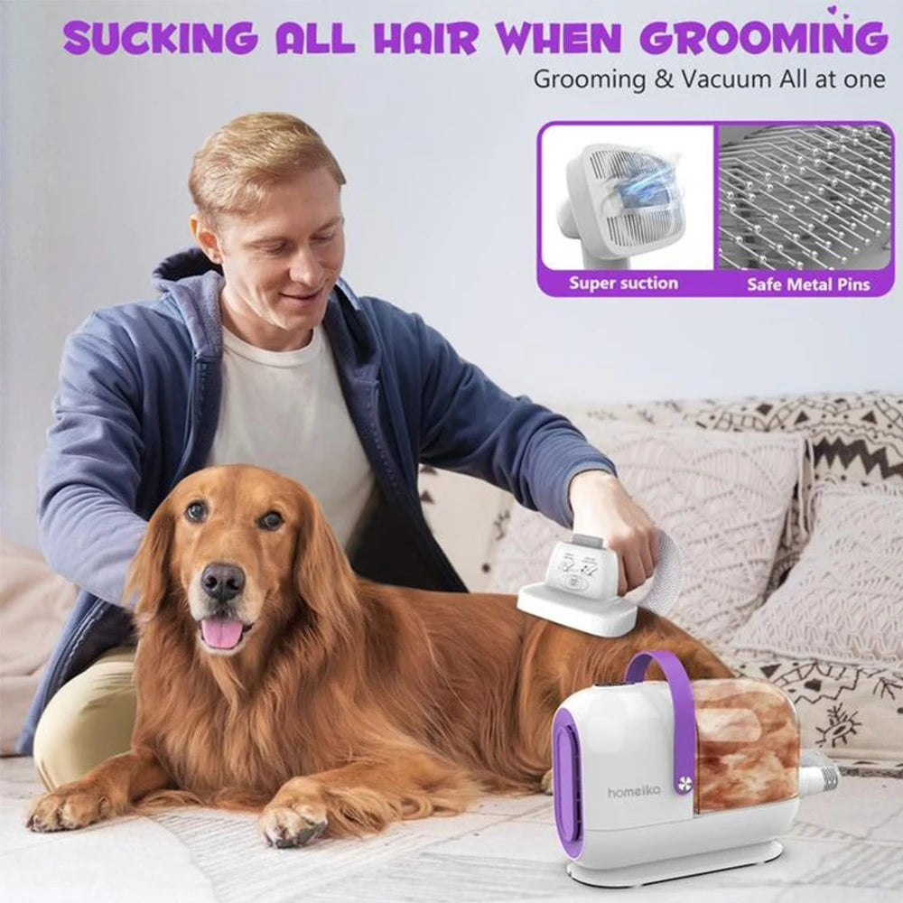Homeika Dog Grooming Kit 3L Dog Hair Vacuum 99 Percent Pet Hair Suction Power Silent Pet Vacuum Groomer Dog Cat Hair Removal Brush