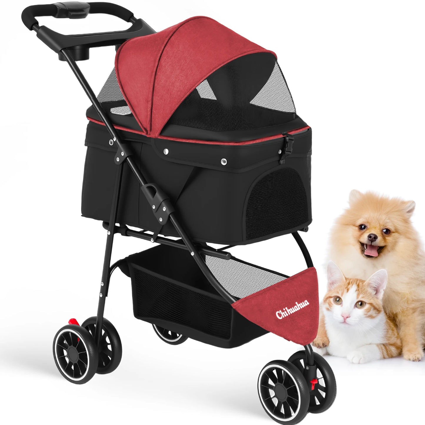 Pet Stroller For Small Puppy Dogs & Cats Travel Portable Dog Stroller  Foldable Dog Cat Carrier Strolling