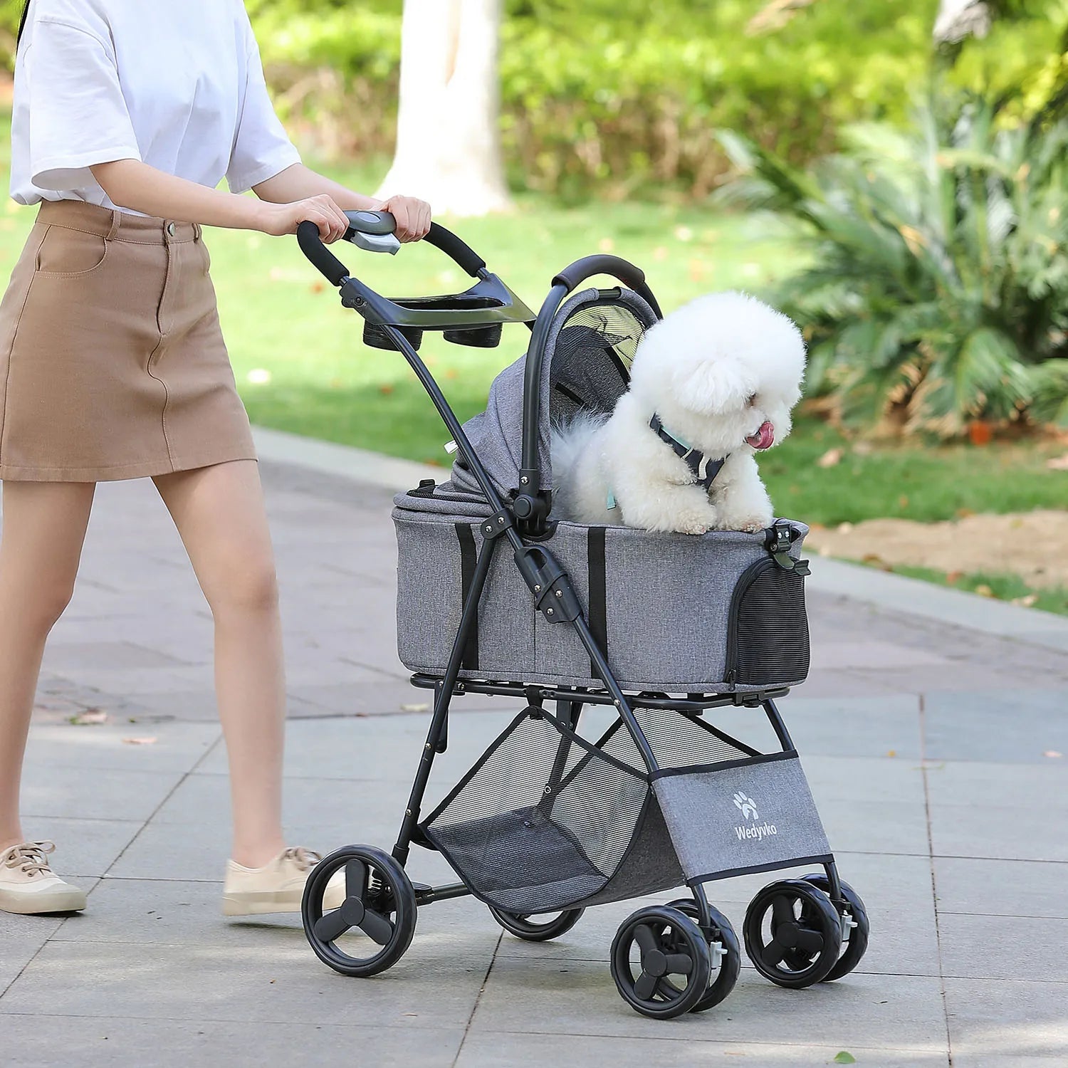 3 in 1 Pet Stroller with Removable Carrier, Folding Stroller 