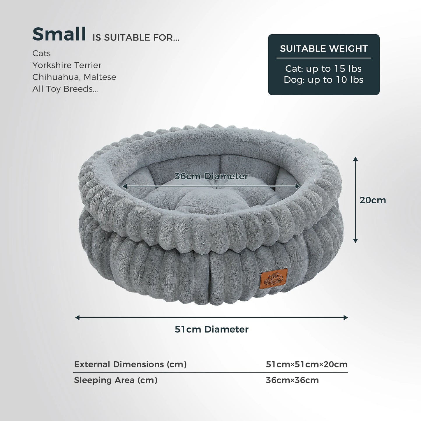 Cozy Round Pet Bed With AntiSlip For Cats And Dogs