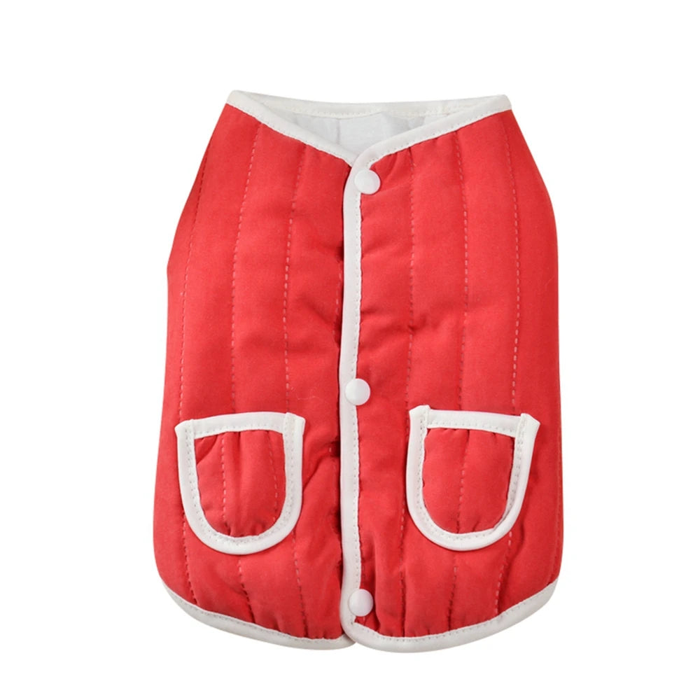 Cotton Padded Dog Coat Vest With Practical Front Pockets