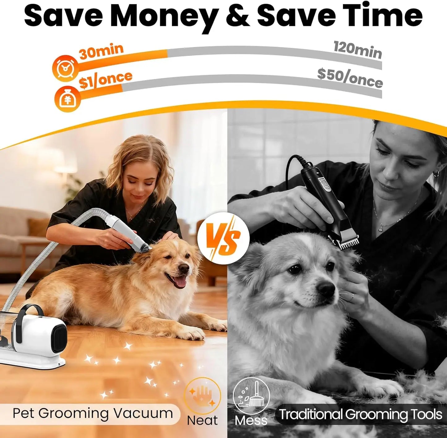 All-in-One Pet Grooming Vacuum with Hair Clipper 