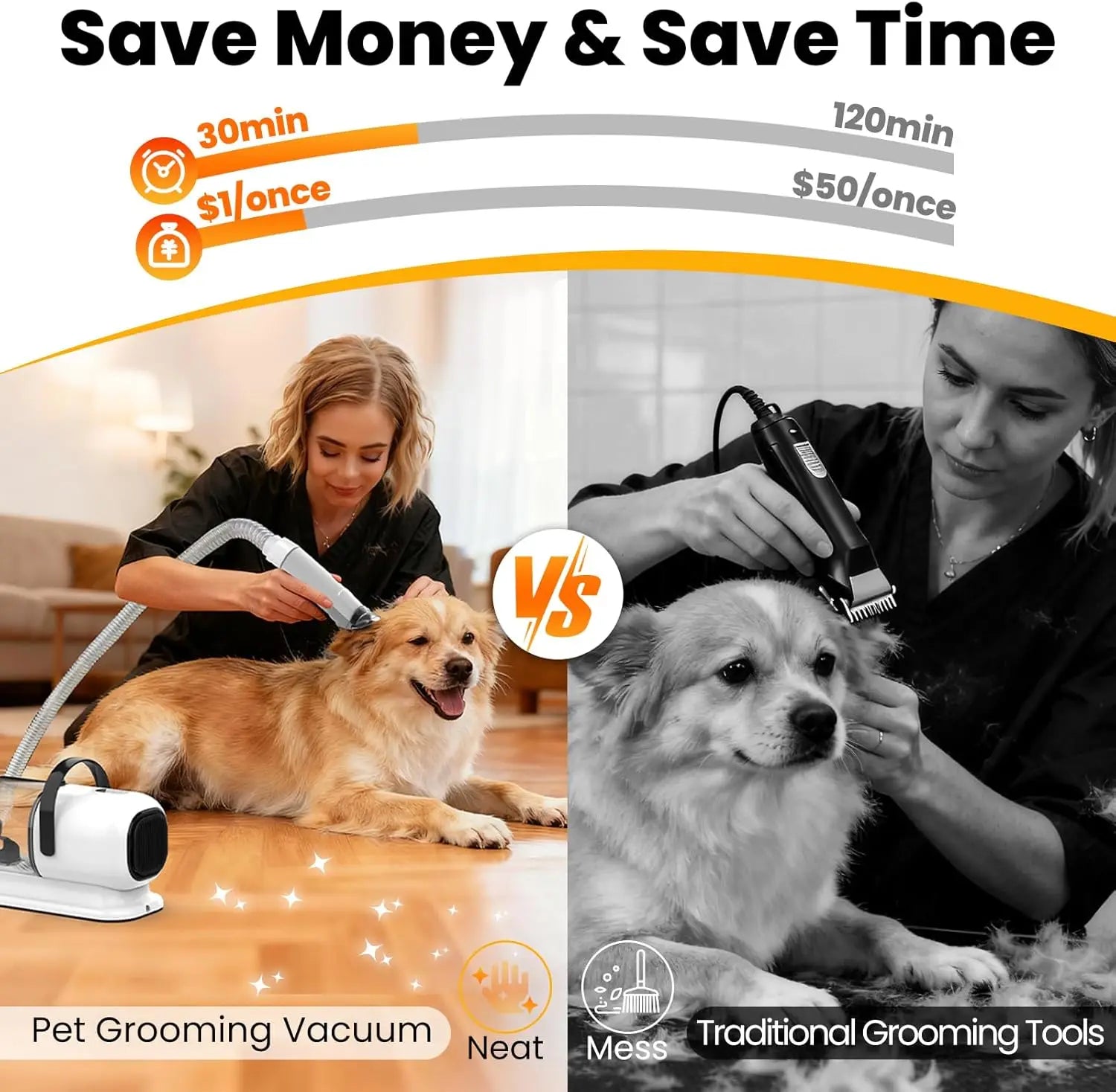 All-in-One Pet Grooming Vacuum with Hair Clipper 
