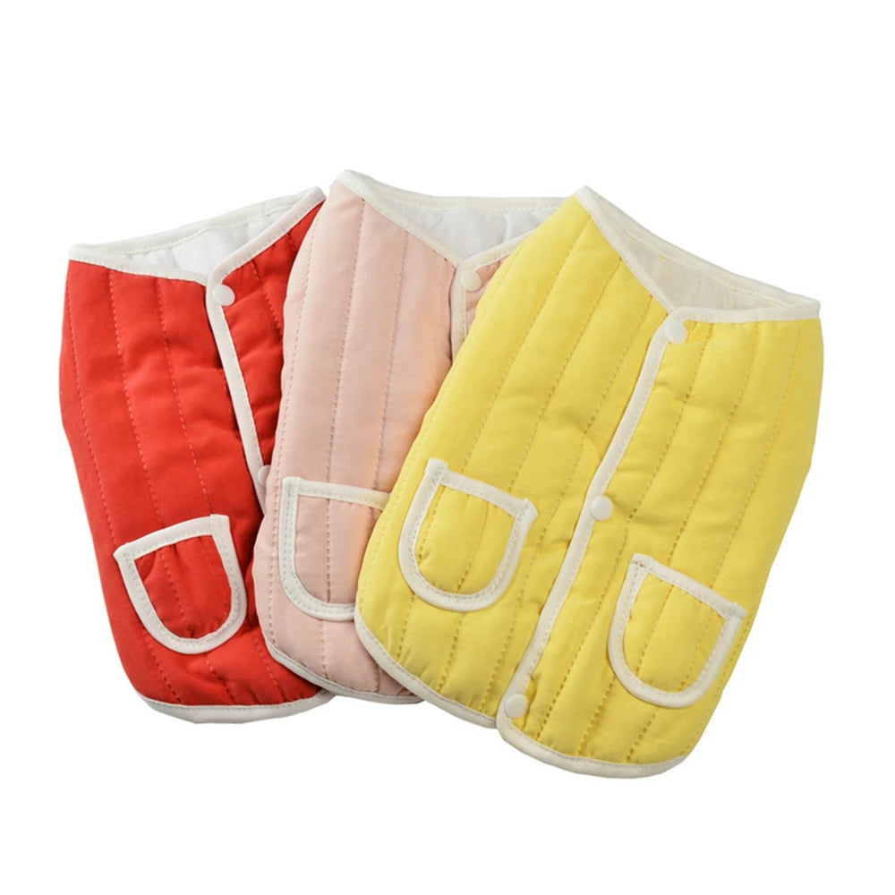 Cotton Padded Dog Coat Vest With Practical Front Pockets