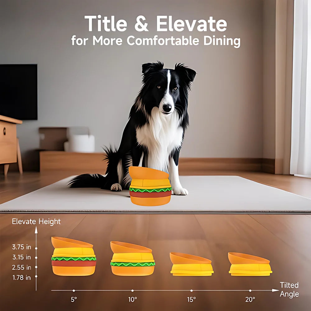 Five in One Burger Pet Bowls Set With Tilted Bowls