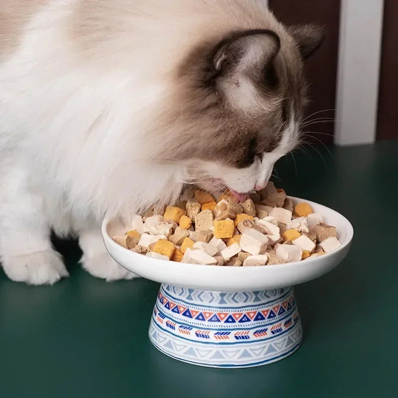 Small Dogs Raised Drinking Supplies Bohemian Food Water Bowl Cat Feeders Pet Ceramic Eating