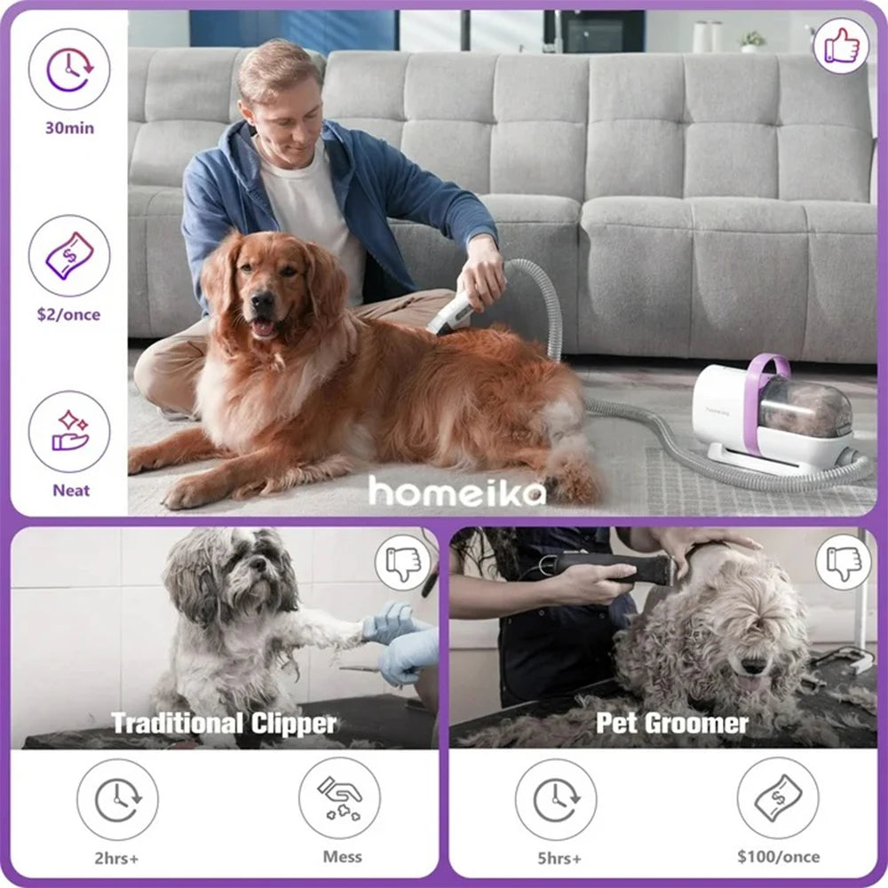 Homeika Pet Grooming Vacuum Kit with Nail Grinder and Brush