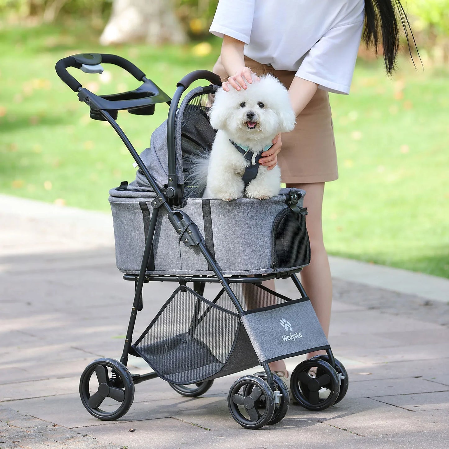3 in 1 Pet Stroller with Removable Carrier, Folding Stroller 