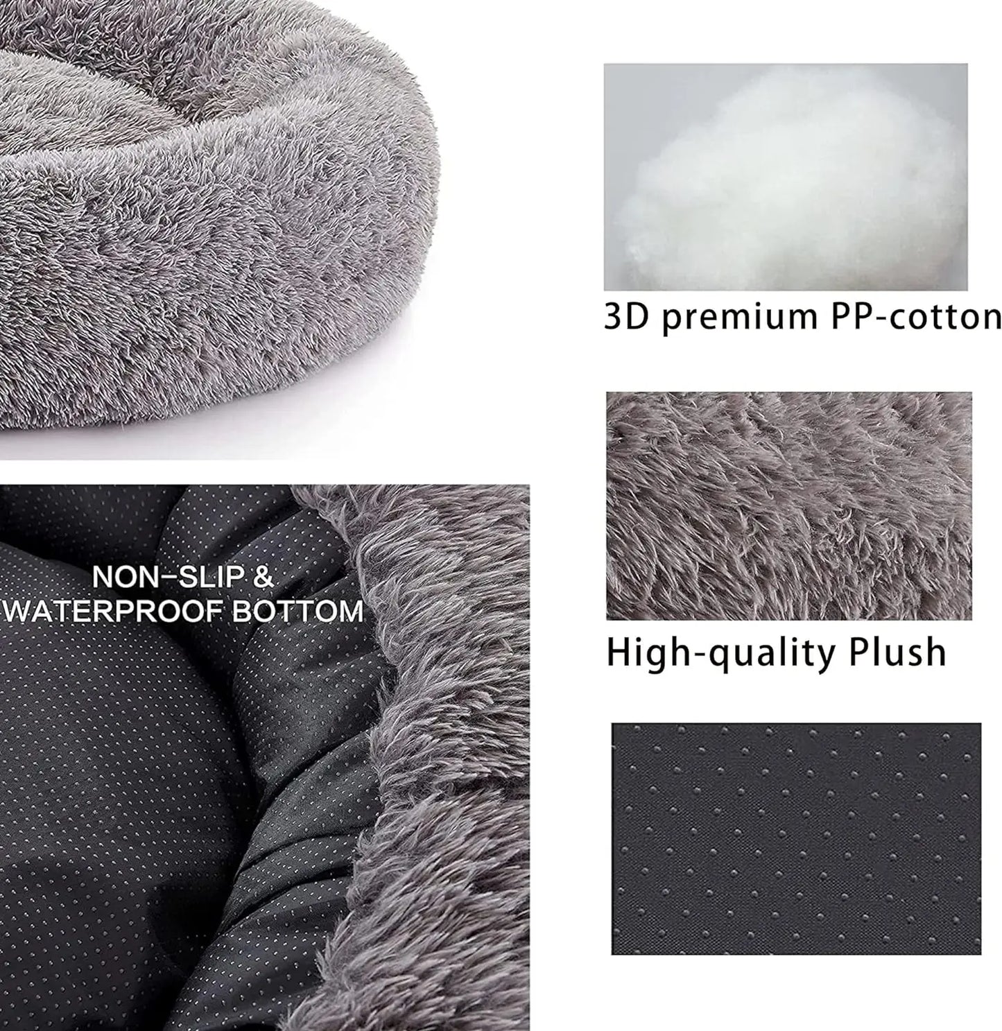 Dog Beds For Large Dogs Calming Donut Dog Bed Round Fluffy Plush Pet Bed 34 Inch For Dogs Up To 80 Pounds