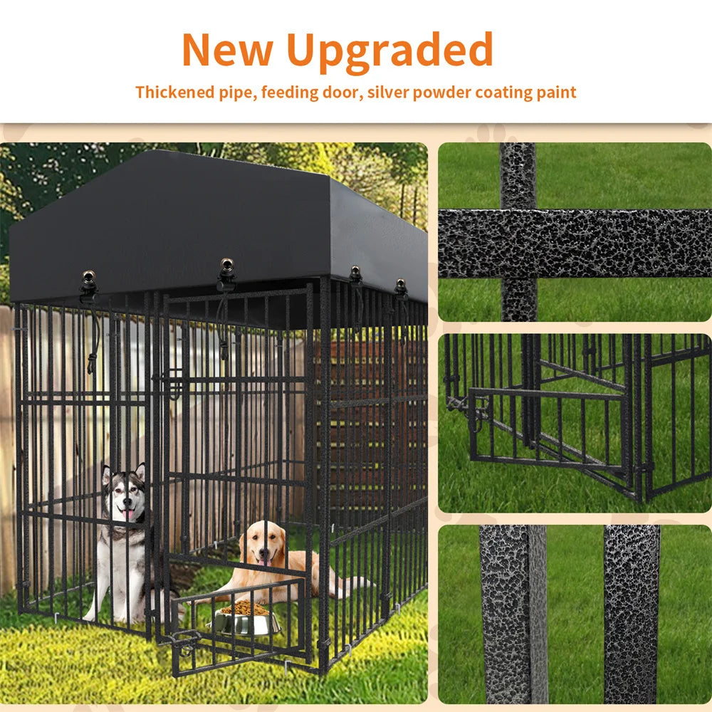 Heavy Duty Dog Kennel With Roof Cover Welded Metal Cage