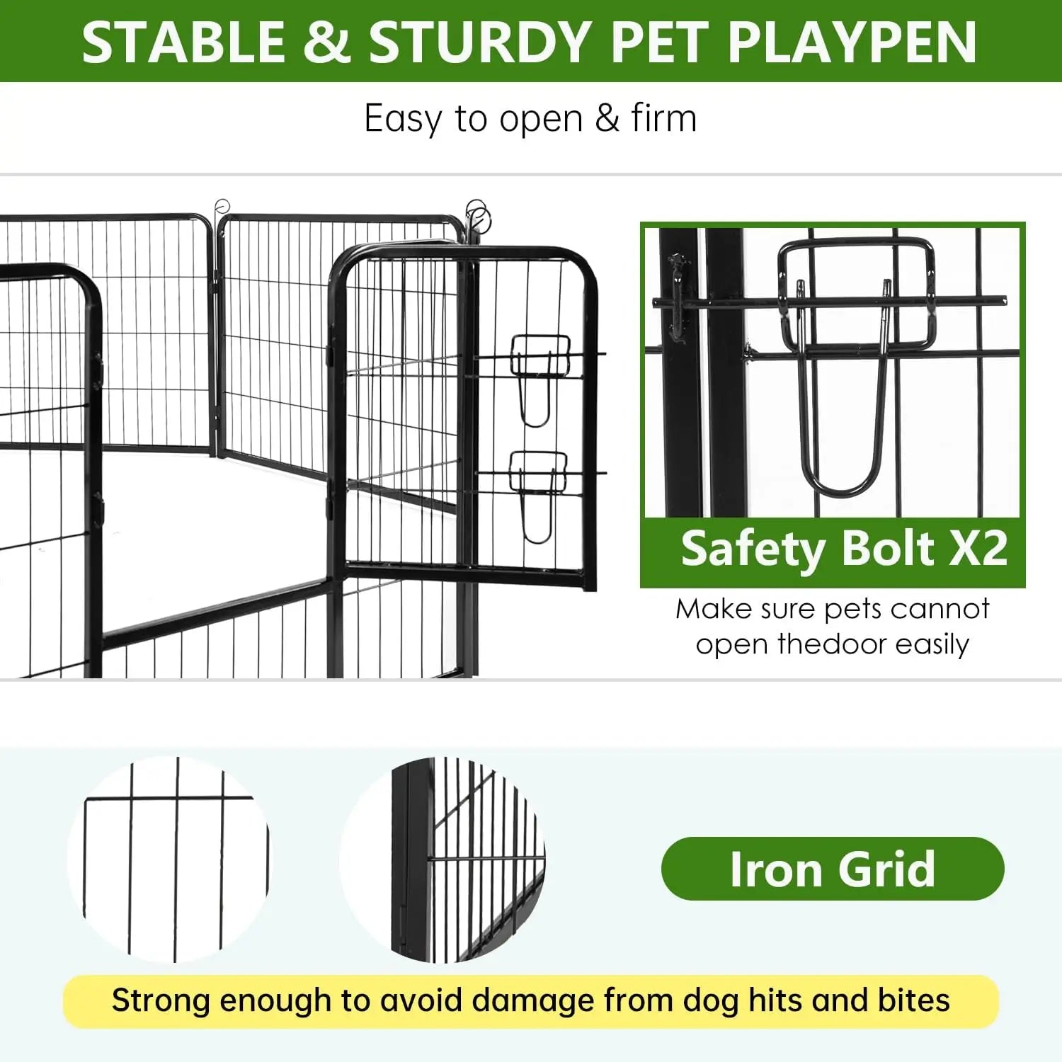 Dog Playpen | 40 Inch, 8 Panels | Heavy Duty Metal Pet Exercise Pen 