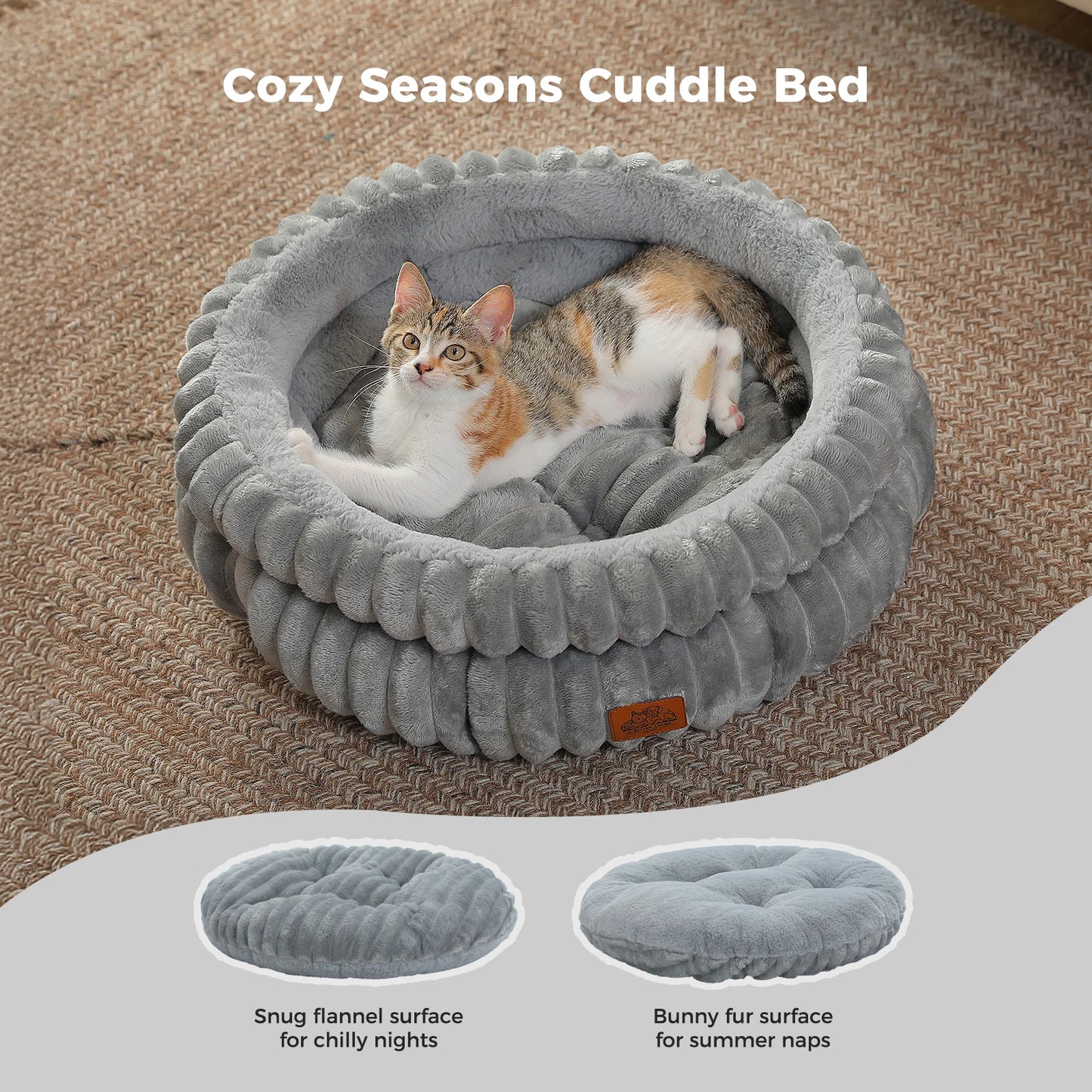 Cozy Round Pet Bed With AntiSlip For Cats And Dogs