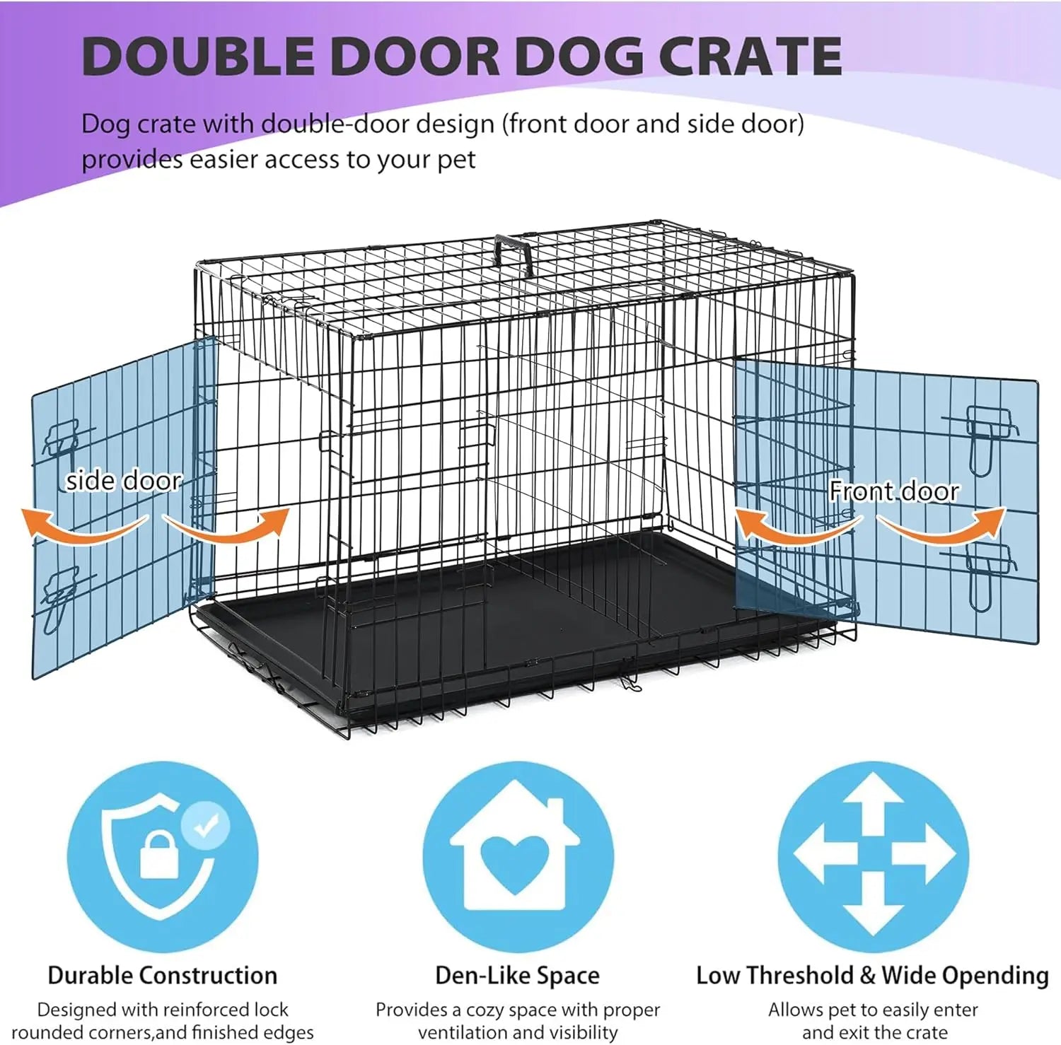 BestPet Dog Crate 48  Black Foldable Metal
