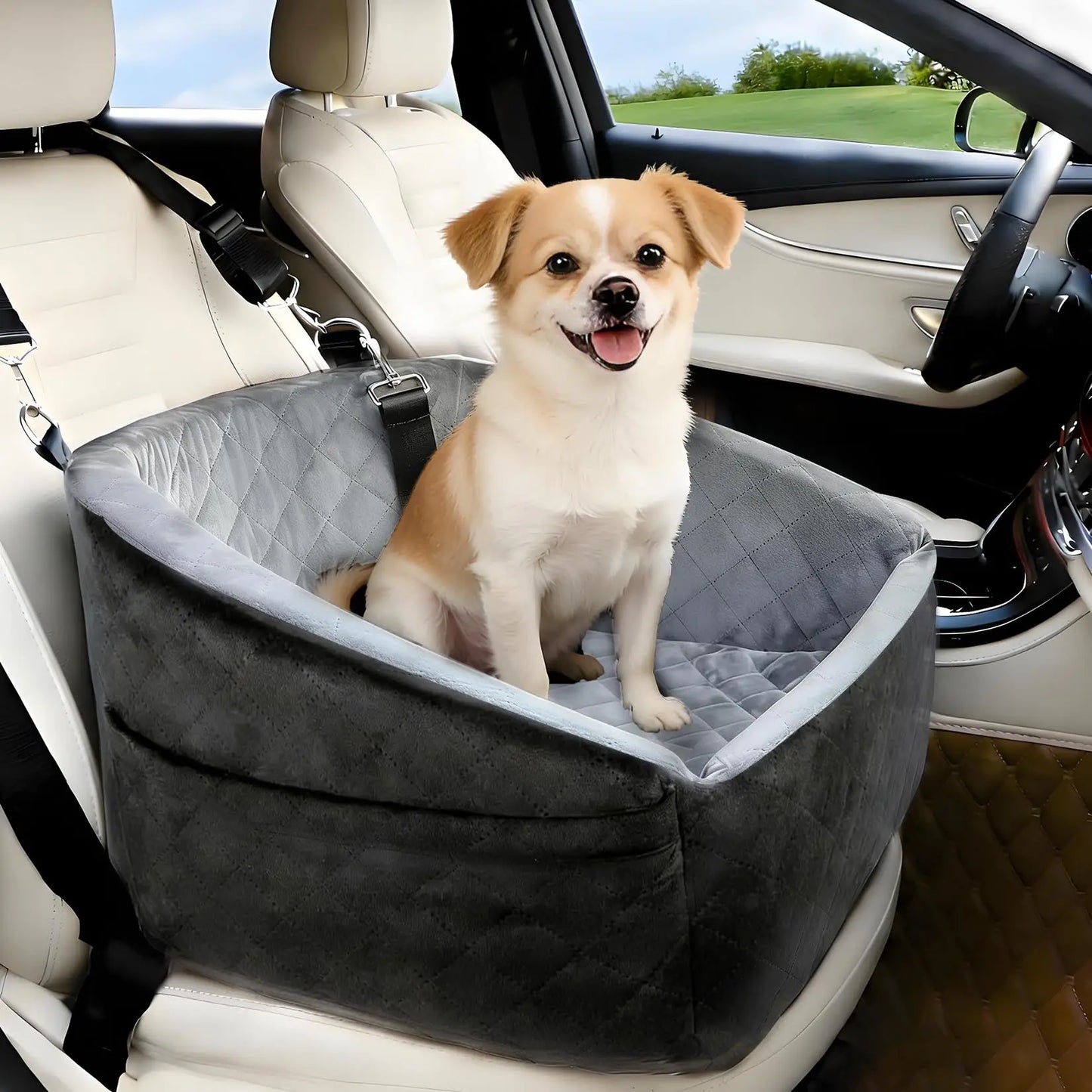 Dog Booster Car Seat, Detachable Washable Pet Dog Bed