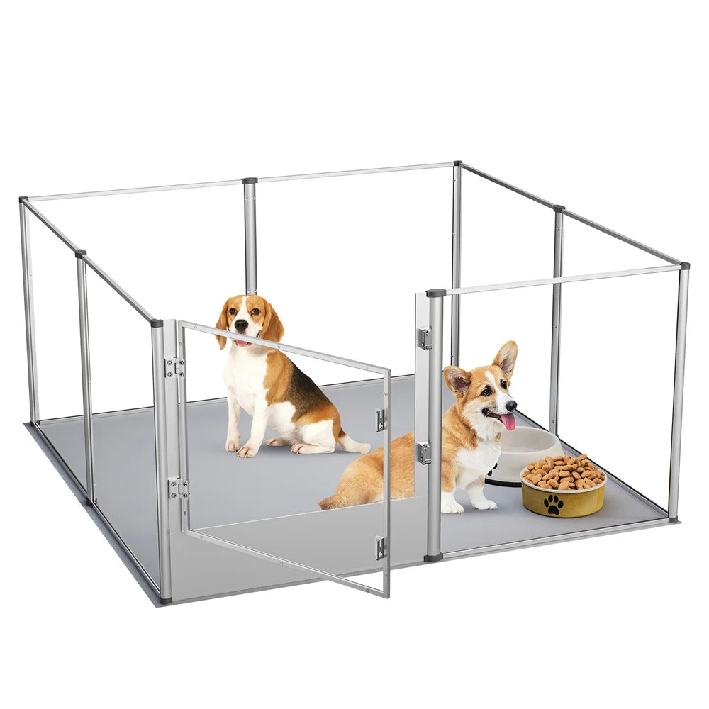 Acrylic Dog Playpen Enclosure With Waterproof Pad Mat
