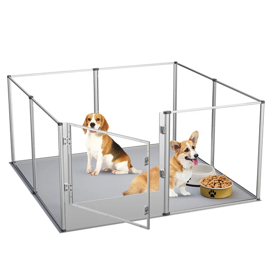 Acrylic Dog Playpen Enclosure With Waterproof Pad Mat