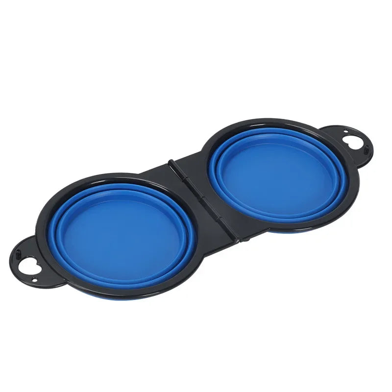 1-piece 2-in-1 foldable dual bowl feeding bowl portable 