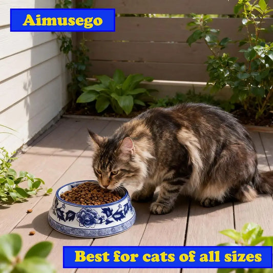 Vintage Blue and White Chinoiserie Ceramic Cat Food Bowls Cat Bowls Dishes for Food and Water,Dog Feeding Bowls, Dishwasher Safe