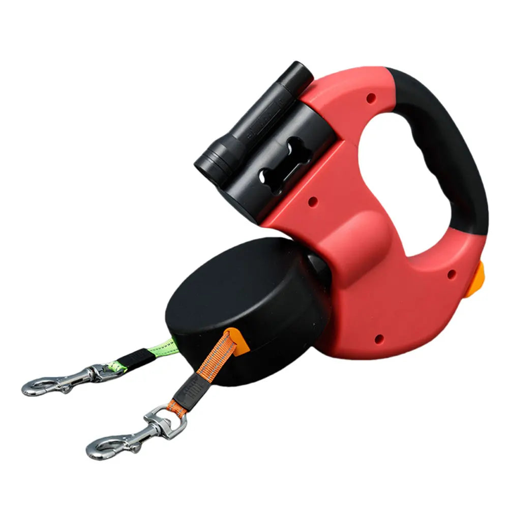 Double Headed Dog Leash with 360 Degree Swivel and LED Light