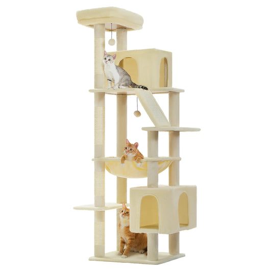Cat Tree Tower With Hammock And Scratching Post Perch