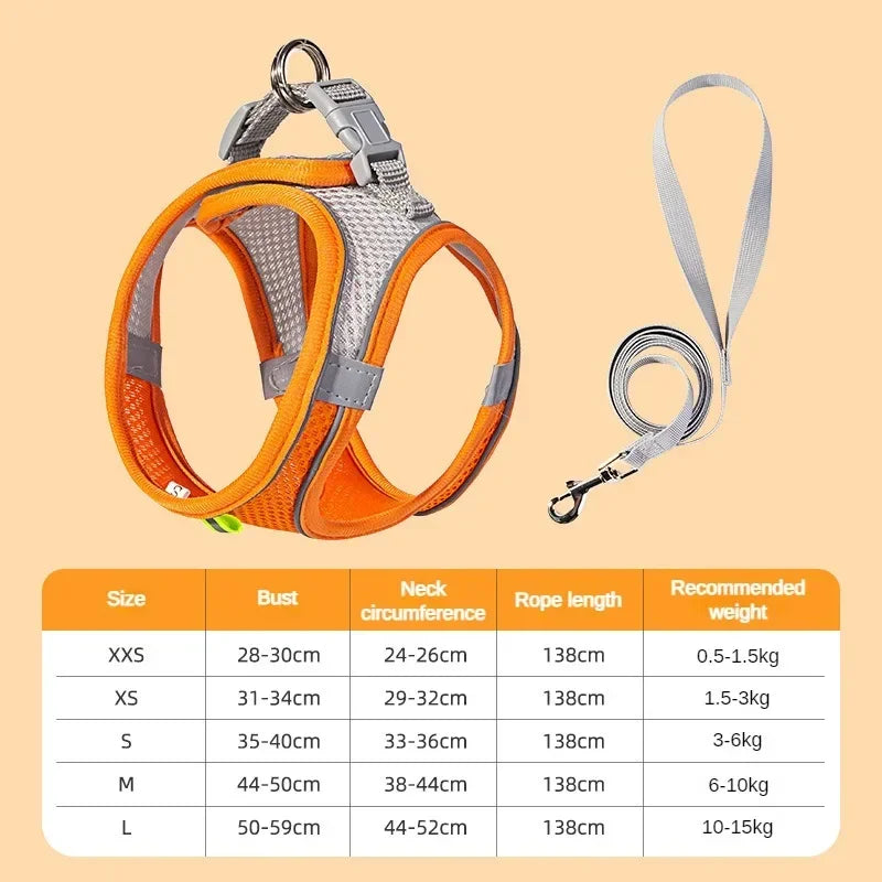Breathable Adjustable Pet Harness And Collar Vest For Dogs