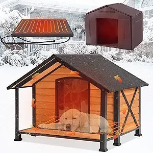 Heated Outdoor Dog House Insulated Weatherproof Wooden