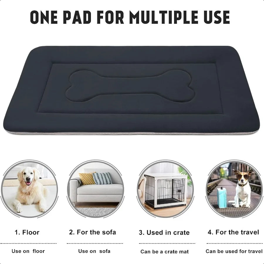 Cozy Non Slip Dog Bed for Crate with Washable Mat