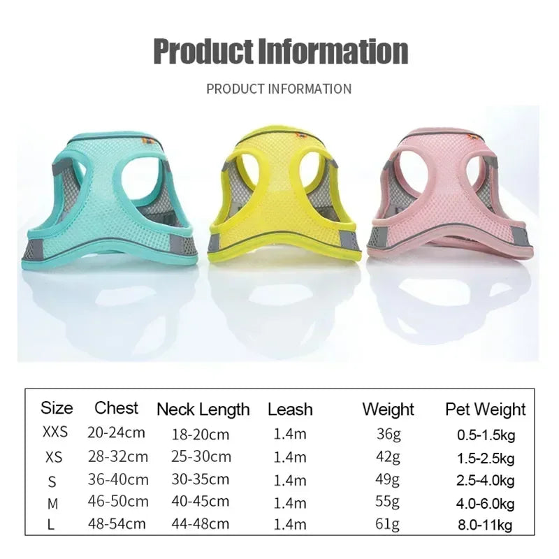 Breathable Adjustable Pet Harness And Collar Vest For Dogs