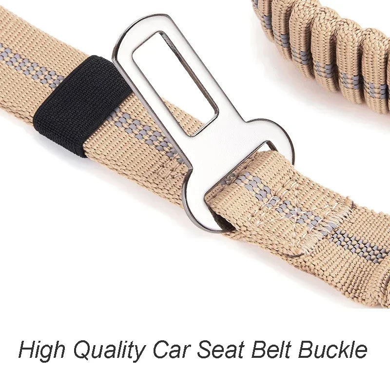 Reflective Shock Absorbing Dog Leash With Car Seatbelt