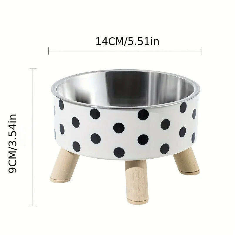 Elevated Stainless Steel Cat Bowl with Neck Protection and Anti Slip Feeding Tray