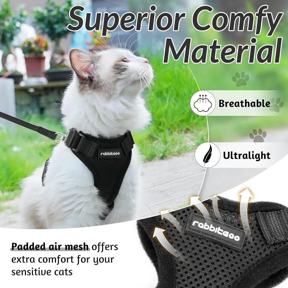 Escape Proof Cat Harness and Leash Soft Adjustable Breathable Vest Heavy Duty Easy Control Outdoor Training