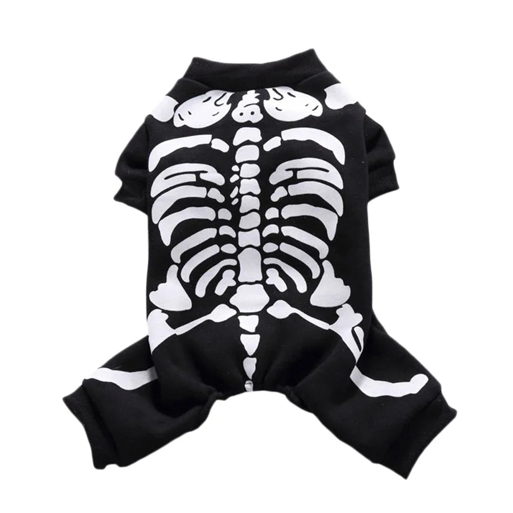 Skeleton Dog Costumes Halloween Pet Clothes Apparel for Puppies Small Medium Dogs Cats Holiday Party DressingUp Clothes