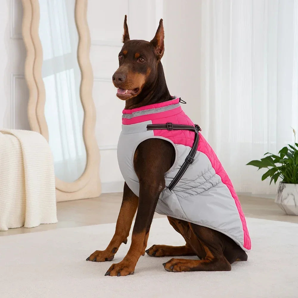 Waterproof Dog Jacket With Harness For Winter Warmth
