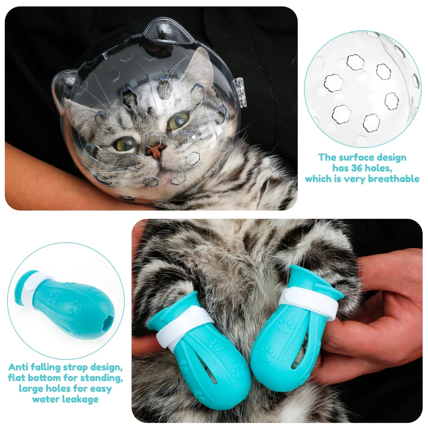 Breathable Cat Muzzle Hood for Gentle Grooming and Safety