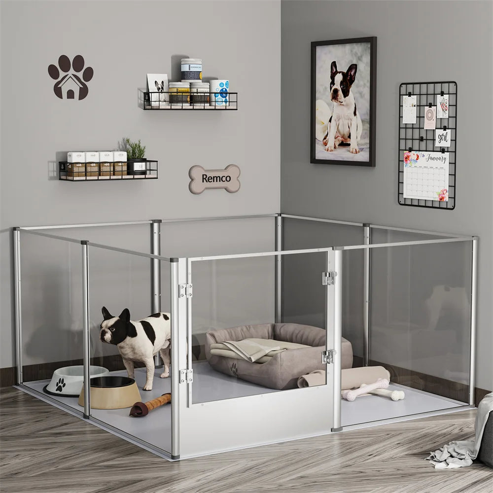 Acrylic Dog Playpen Enclosure With Waterproof Pad Mat