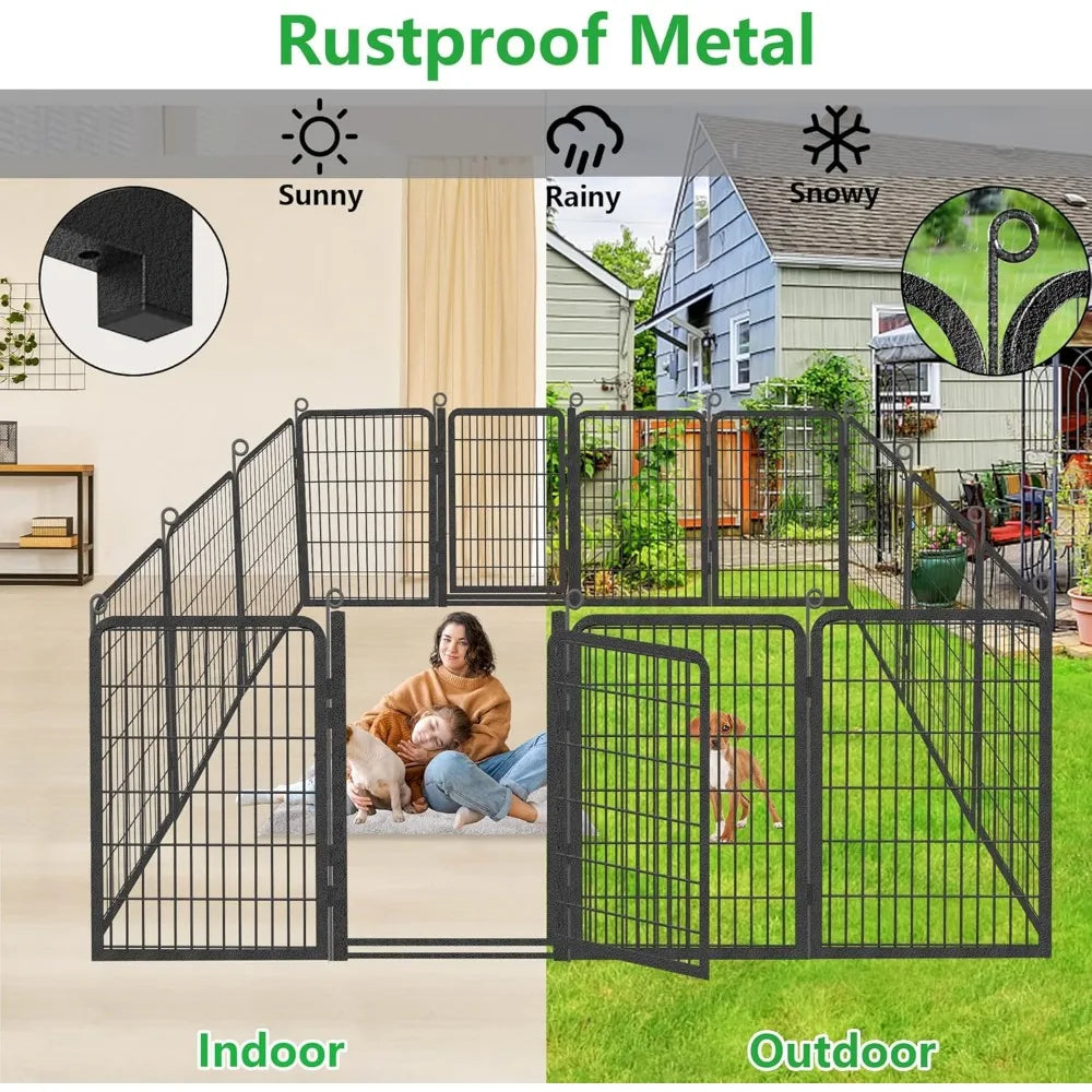 Outdoor Dog Playpen With Full Gate Heavy Duty Fence
