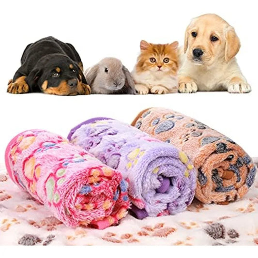 Cozy Paw Print Fleece Blanket Set for Dogs and Cats